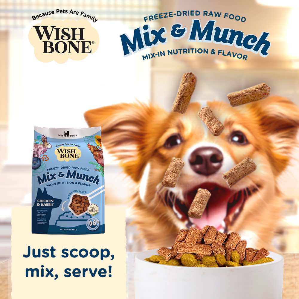 Wishbone Mix & Munch Chicken & Rabbit Grain-Free Freeze-Dried Raw Food Dog Food Topper 350g