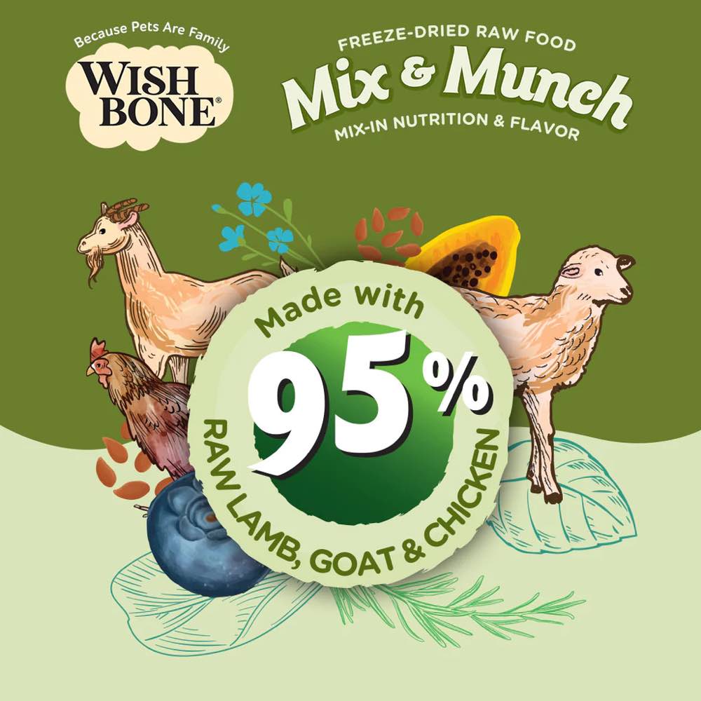 Wishbone Mix & Munch Lamb, Goat & Chicken Grain-Free Freeze-Dried Raw Food Cat Food Topper 350g