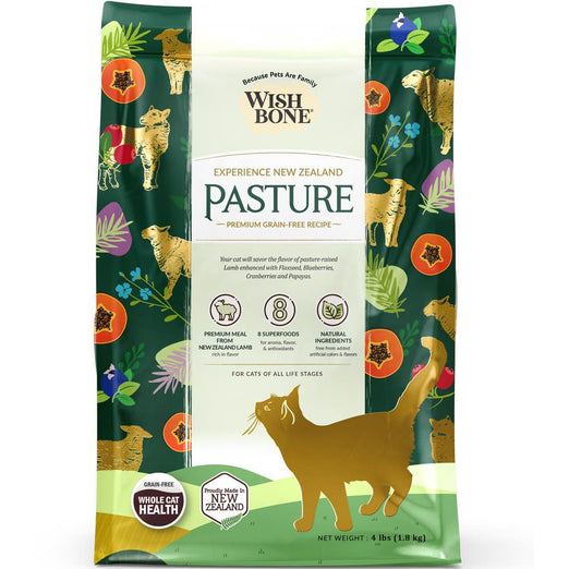 '40% OFF (Exp 10Aug24) +FREE TREATS': Wishbone Pasture Lamb & Chicken Grain-Free Dry Cat Food 4lb