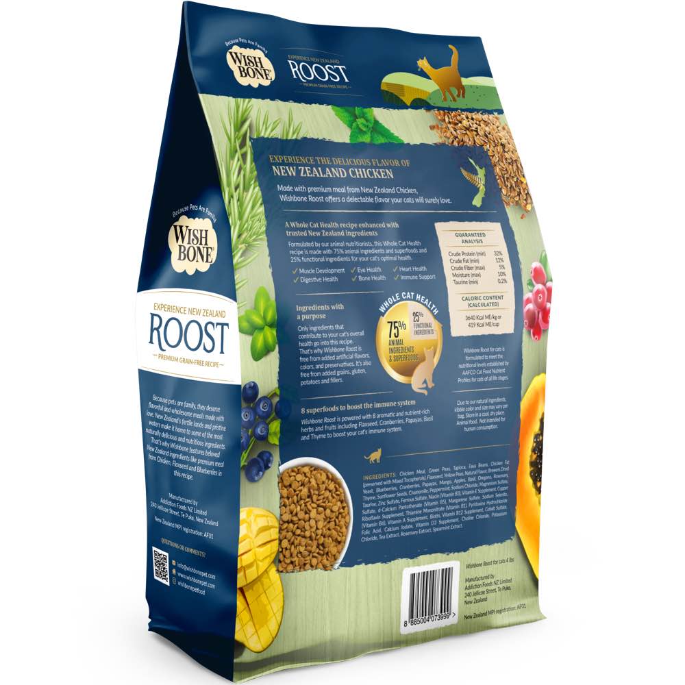 Wishbone Roost Chicken Grain-Free Dry Cat Food 4lb