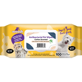 Woosh Cotton Scented Antibacterial Pet Wipes 100pcs - Kohepets