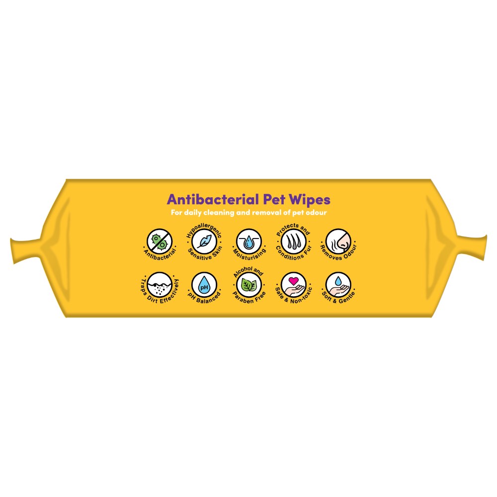 Woosh Fragrance-Free Unscented Antibacterial Pet Wipes 100pcs