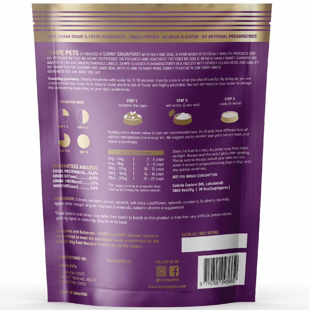 Zampe Salmon Pops Freeze-Dried Raw Dog Food 400g - Kohepets