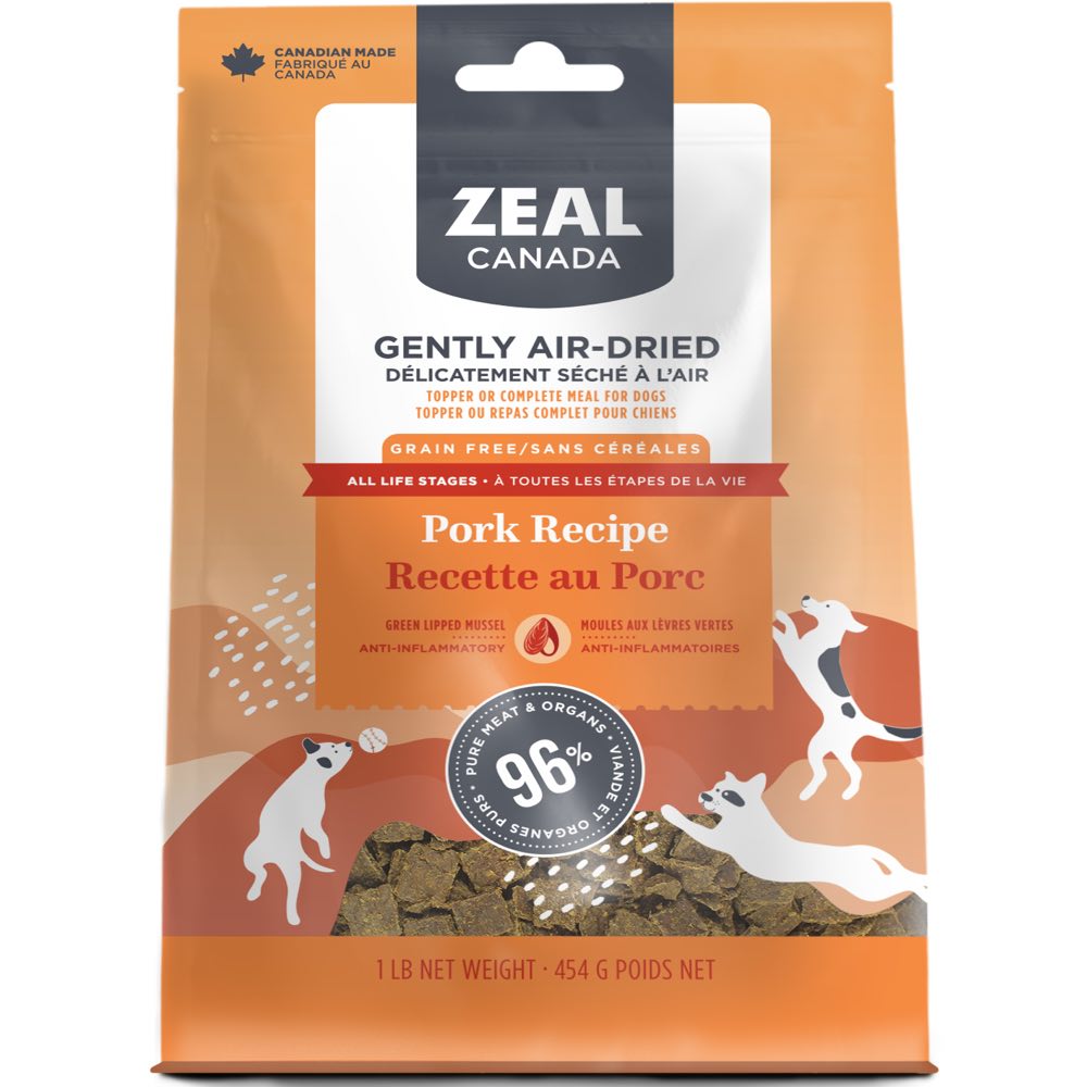 Zeal Canada Gently Air-Dried Pork Recipe Dry Dog Food 1lb (Exp 20Jan26)