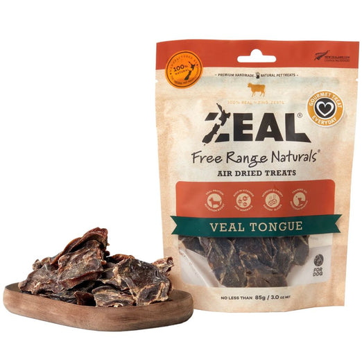 'BUNDLE DEAL': Zeal Free Range Naturals Veal Tongue Grain-Free Air-Dried Dog Treats 85g