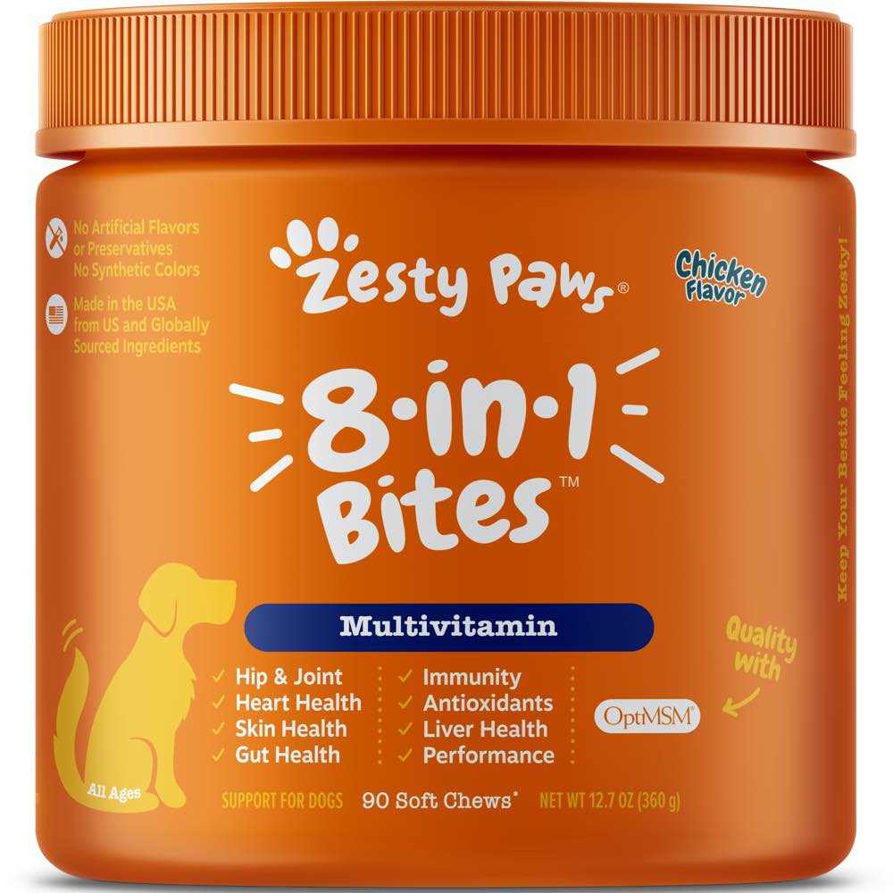 Zesty Paws 8-in-1 Bites Chicken Flavor Dog Supplement Chews 90ct