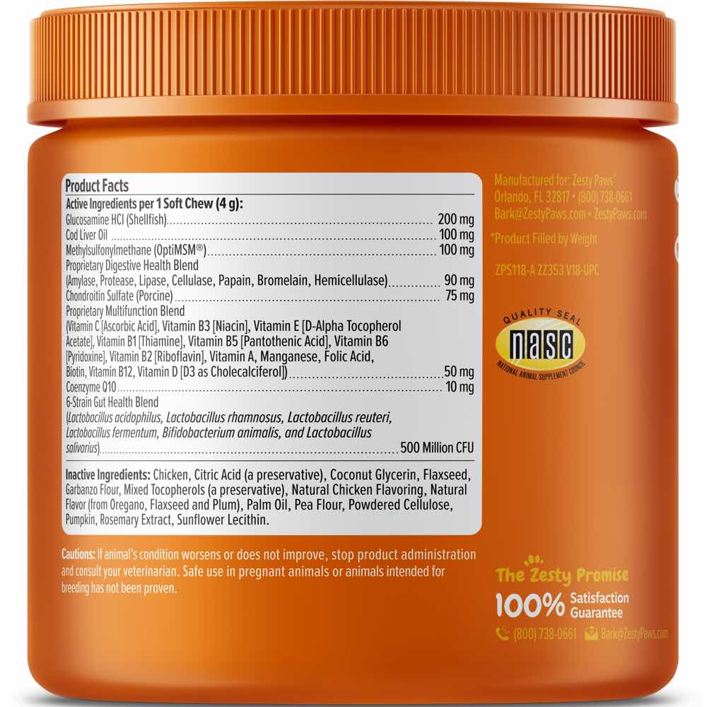 Zesty Paws 8-in-1 Bites Chicken Flavor Dog Supplement Chews 90ct