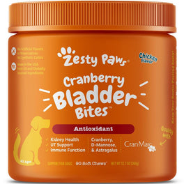 10% OFF: Zesty Paws Cranberry Bladder Bites Chicken Flavor Dog Supplement Chews 90ct