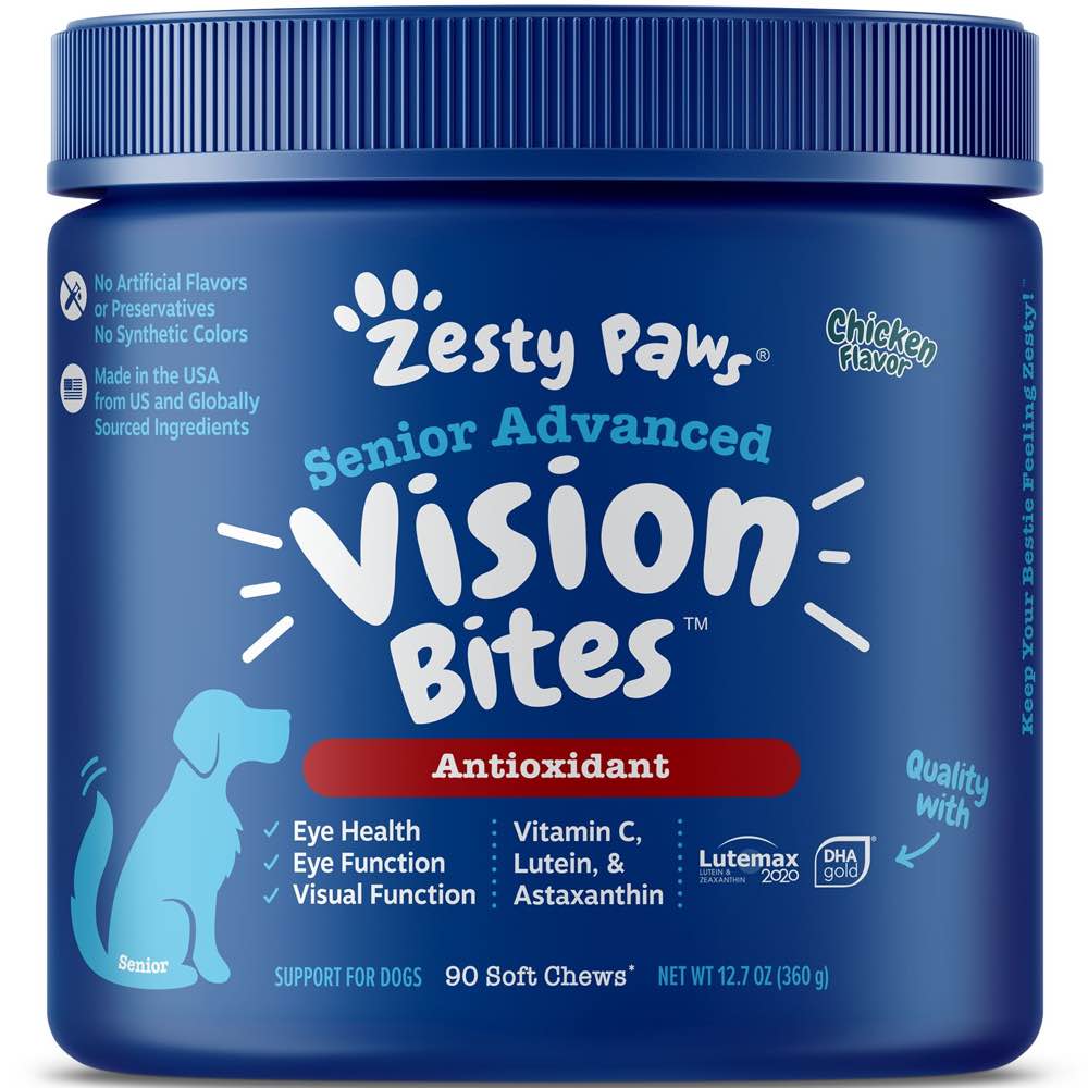 Bites Advanced Zesty Paws Senior Advanced Vision Bites Chicken Flavor Dog Supplement ...