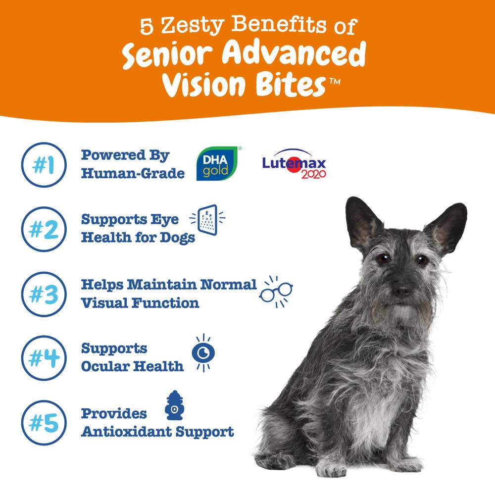 Zesty Paws Senior Advanced Vision Bites Chicken Flavor Dog Supplement Chews 90ct
