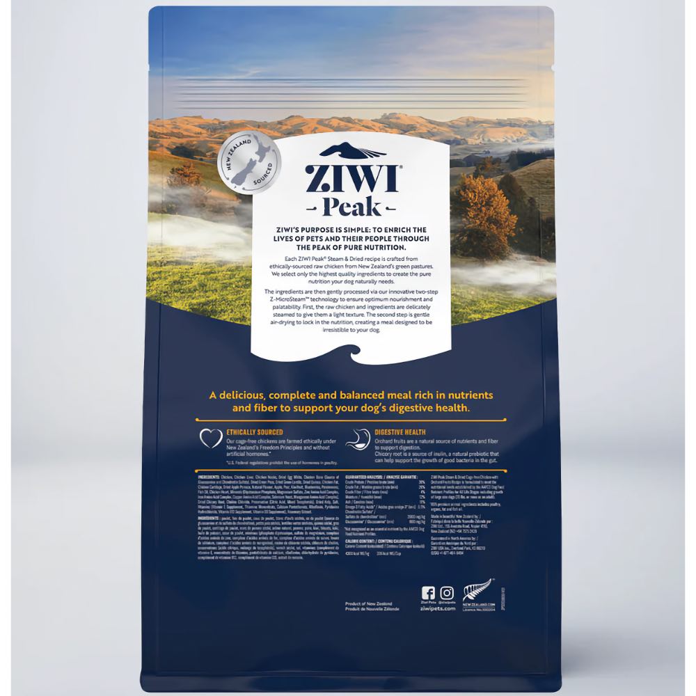 20% OFF: Ziwi Peak Cage Free Chicken with Orchard Fruits Recipe Steam & Dried Dog Food