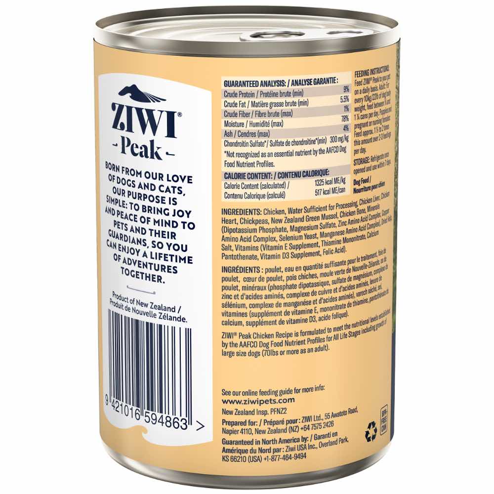 20% OFF: Ziwi Peak New Zealand Free Range Chicken Canned Dog Food 390g