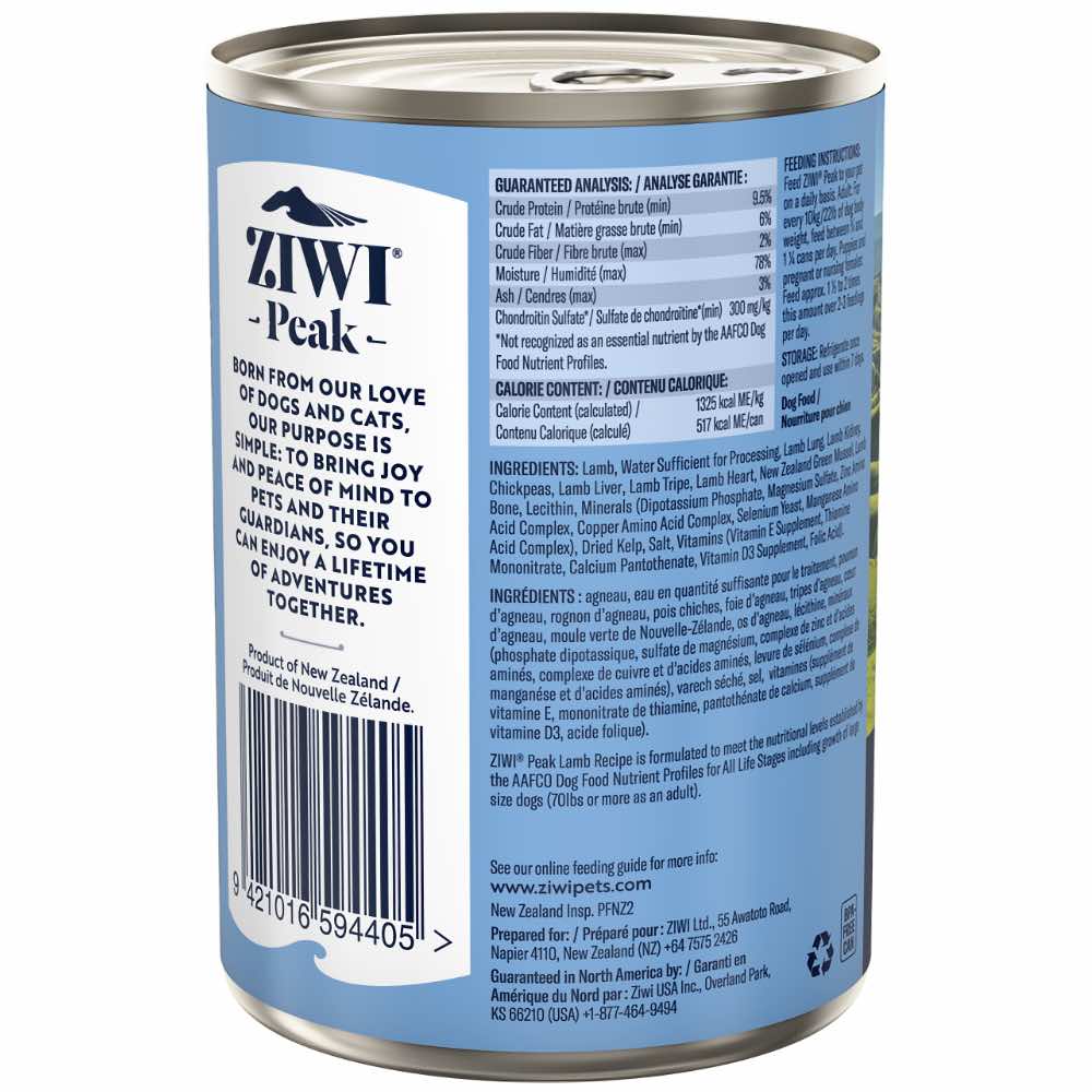 20% OFF: Ziwi Peak New Zealand Lamb Grain-Free Canned Dog Food 390g