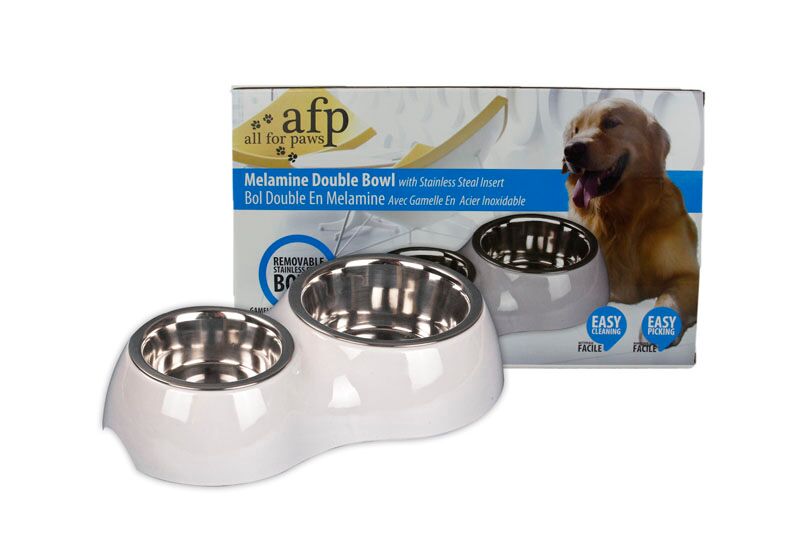 All For Paws Melamine Stainless Steel Double Bowl - Kohepets