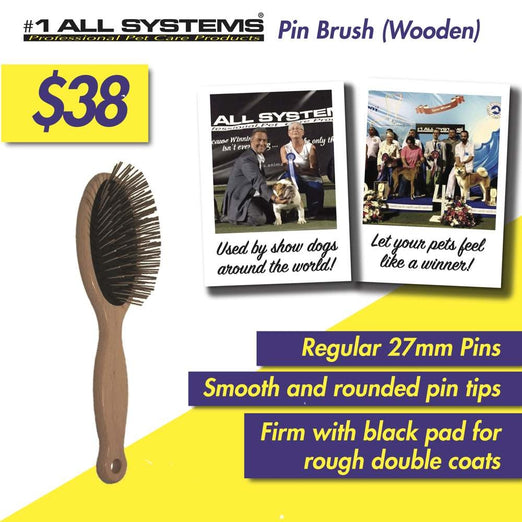 ZZZ #1 All Systems 27mm Pin Wooden Pet Brush (Black Pad) - Kohepets