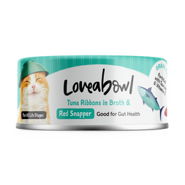 7 FOR $9.90: Loveabowl Tuna Ribbons In Broth With Red Snapper Canned Cat Food 70g - Kohepets