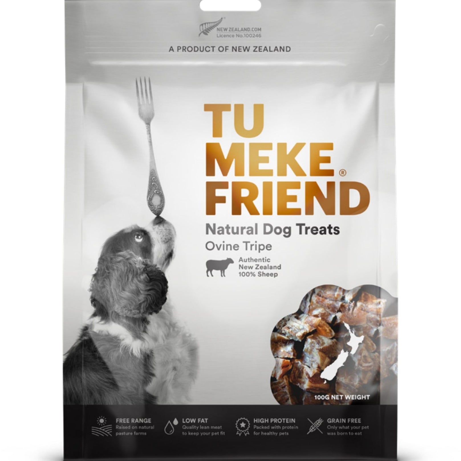 Tu Meke Friend Ovine Tripe Grain Free Air-Dried Dog Treats 100g - Kohepets