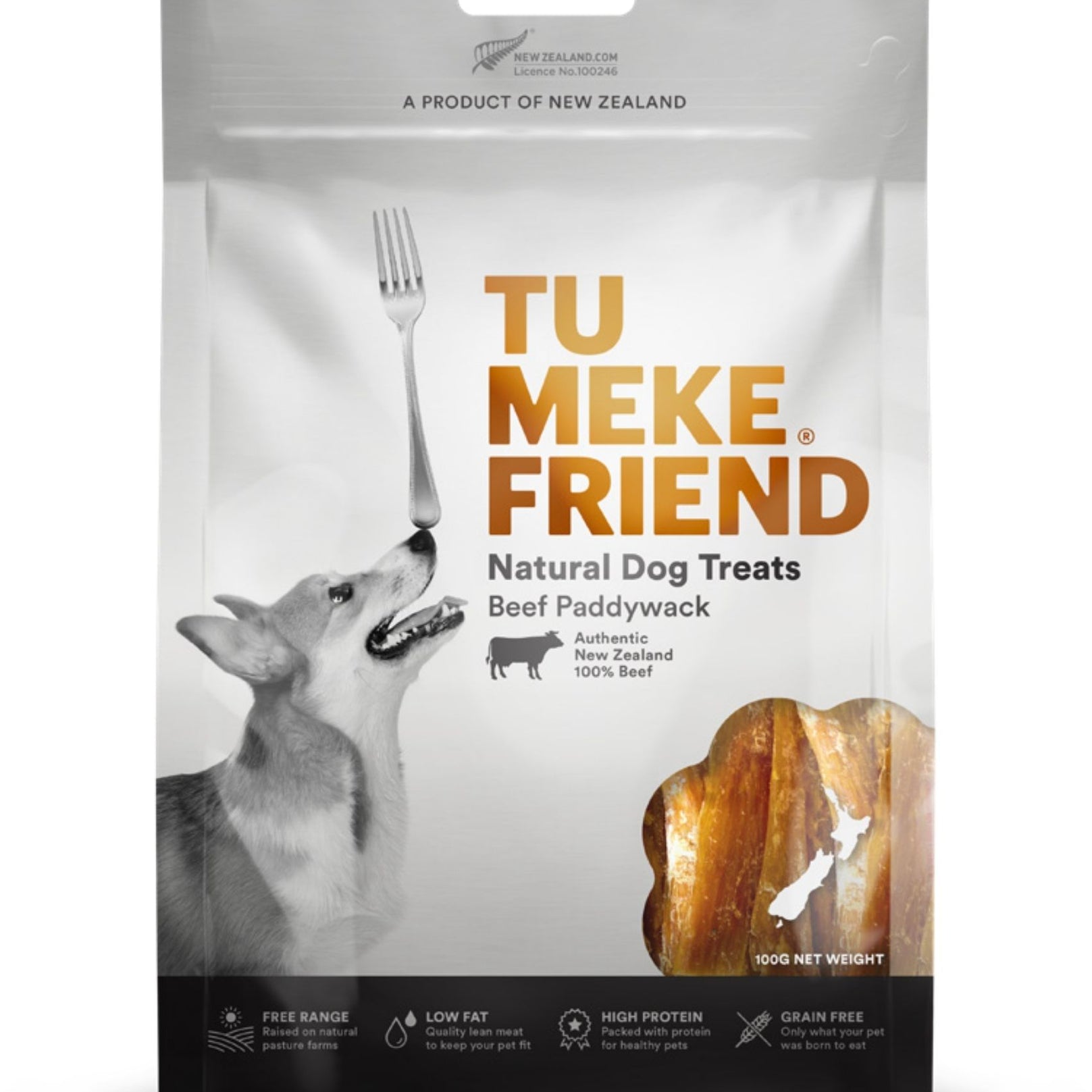 Tu Meke Friend Beef Paddywack Grain Free Air-Dried Dog Treats 100g - Kohepets