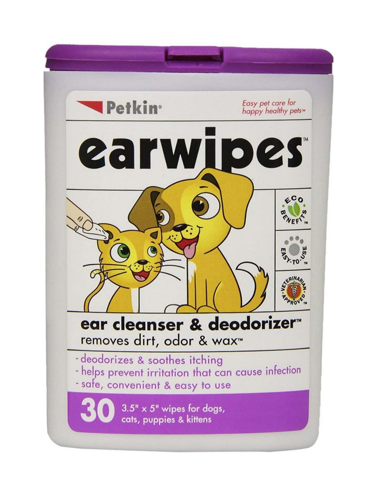 10% OFF: Petkin Ear Wipes For Cats & Dogs 30ct - Kohepets