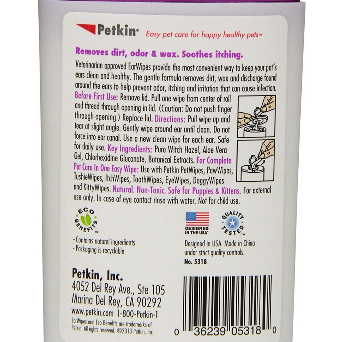 Petkin Ear Wipes For Cats & Dogs 30ct Kohepets