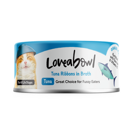 7 FOR $9.90: Loveabowl Tuna Ribbons In Broth Canned Cat Food 70g - Kohepets