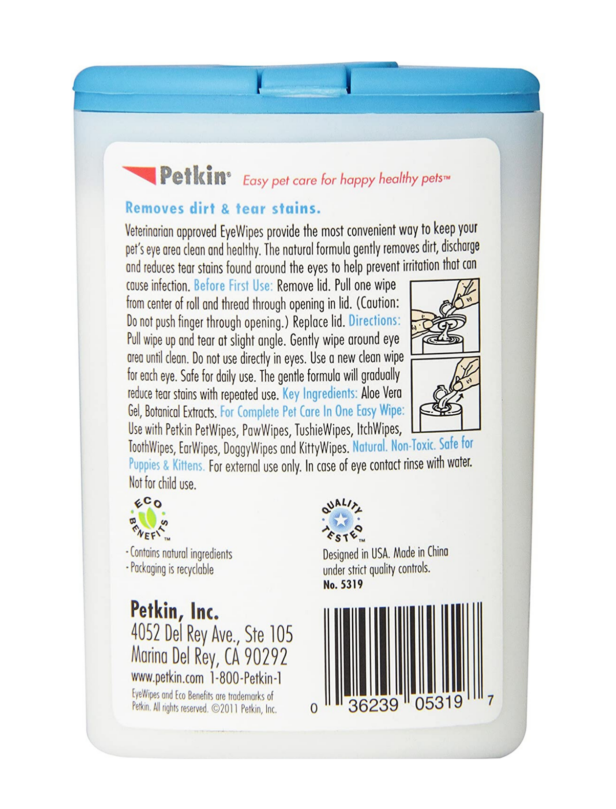 10% OFF: Petkin Eye Wipes For Cats & Dogs 30ct - Kohepets