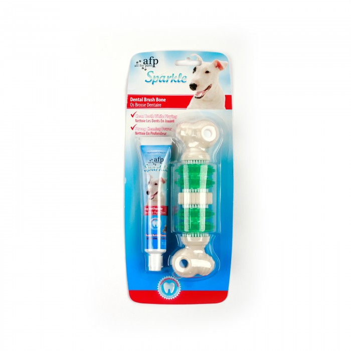 All For Paws Sparkle Dental Brush Bone with Toothpaste - Kohepets