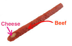 Bow Wow Beef Cheese Roll Long Stick Dog Treat - Kohepets