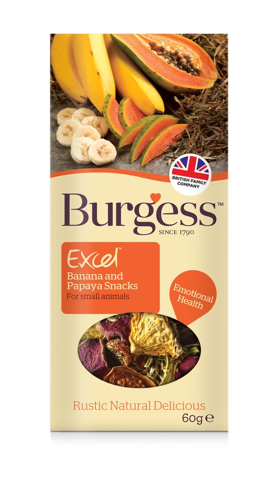 Burgess Excel Banana & Papaya Snack For Small Animals 60g - Kohepets