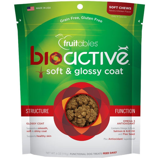 Fruitables BioActive Soft & Glossy Coat Soft Chew Dog Treats 6oz - Kohepets