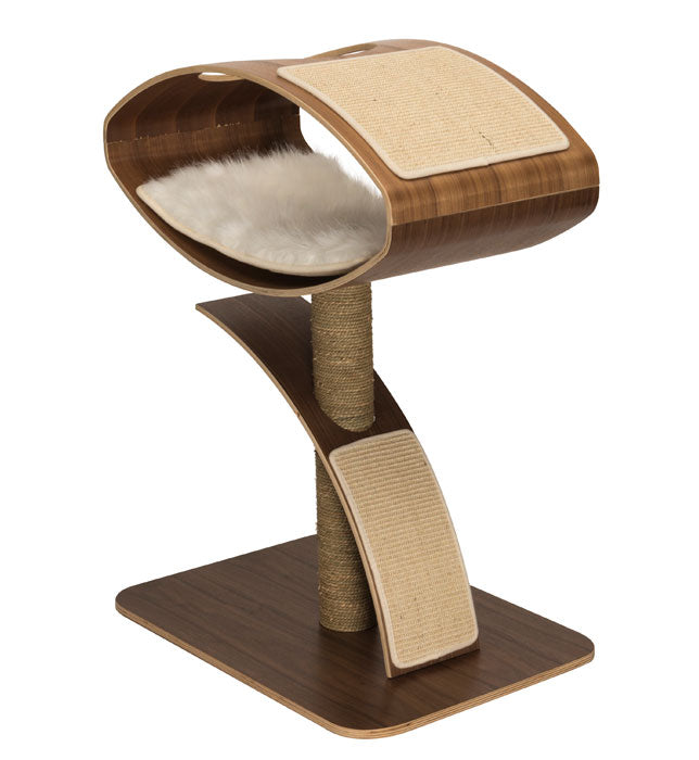 Vesper V-High Lounge In Walnut Cat Post - Kohepets