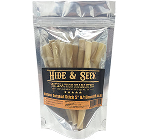 Hide & Seek Natural Twisted Stick Rawhide Dog Chews 15ct - Kohepets