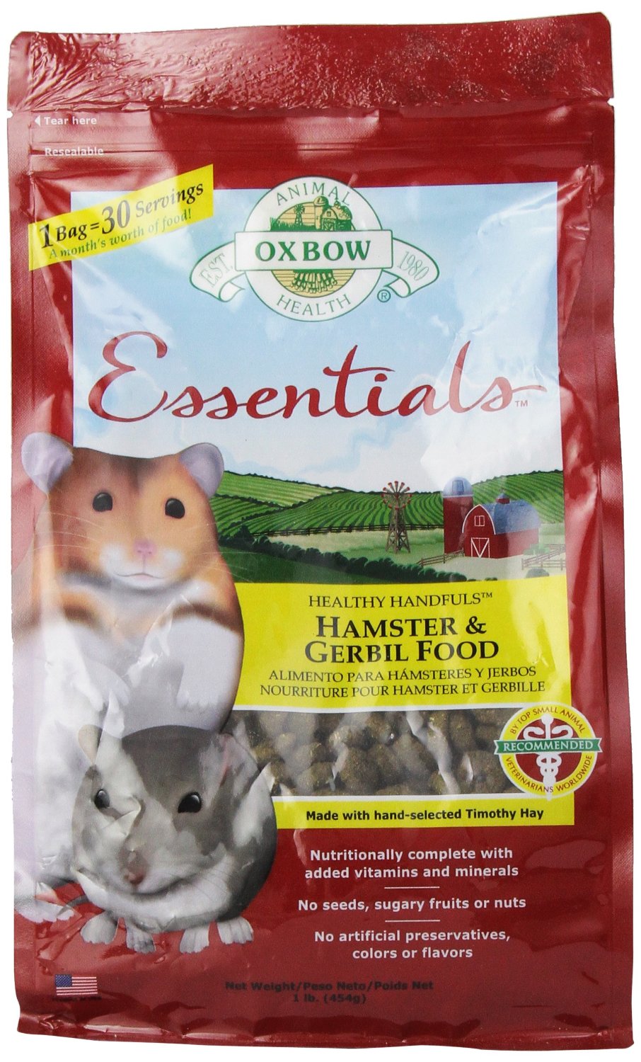 Oxbow Healthy Handfuls Hamster & Gerbil Food 1lb - Kohepets