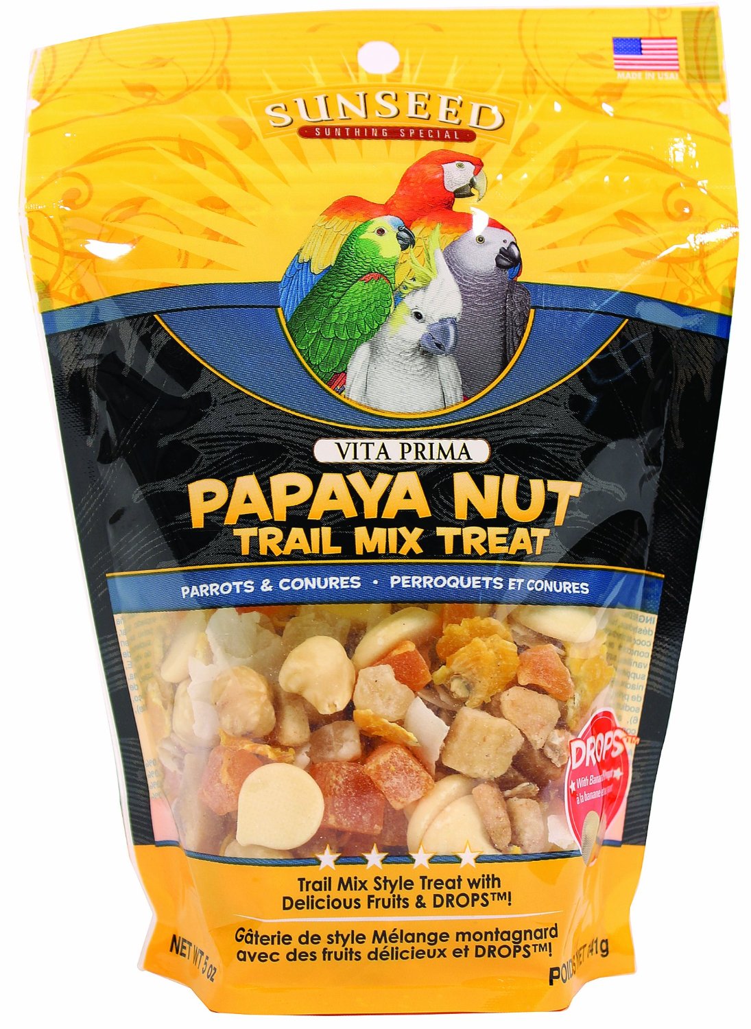 Sunseed Vita Prima Papaya Nut Trail Mix For Birds 5oz - Kohepets