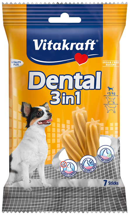 Vitakraft Dental 3-In-1 Original Extra Small Dog Treats 7ct - Kohepets