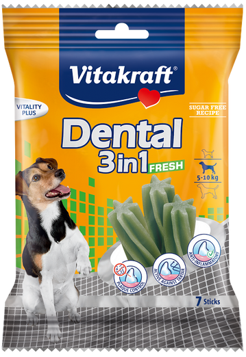 Vitakraft Dental 3-In-1 Fresh Small Dog Treat 7ct - Kohepets