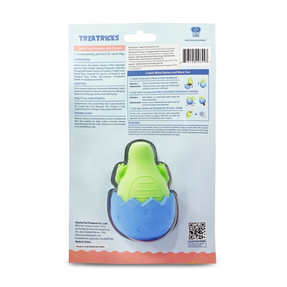 Natura Nourish Treatricks 2-in-1 Chicken Dental Chew Dog Toy (Gator Egg) - Kohepets
