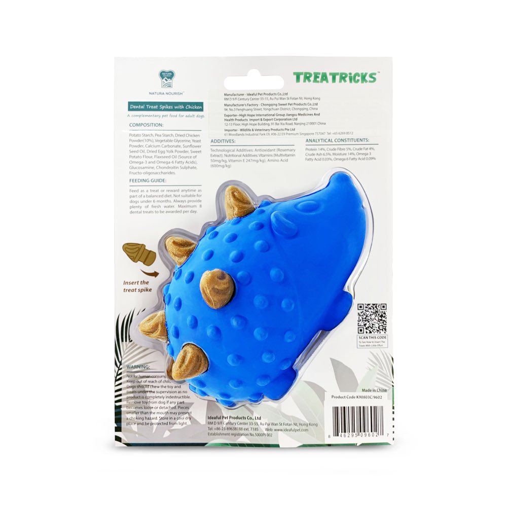 Natura Nourish Treatricks 2-in-1 Chicken Dental Chew Dog Toy (Hedgehog) - Kohepets