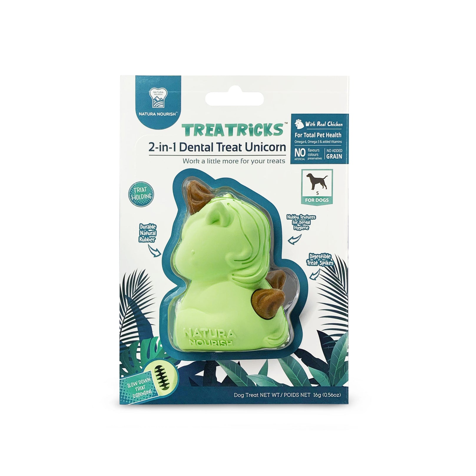 Natura Nourish Treatricks 2-in-1 Chicken Dental Chew Dog Toy (Baby Unicorn) - Kohepets