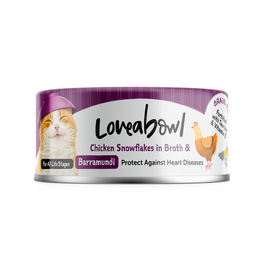 7 FOR $9.90: Loveabowl Chicken Snowflakes In Broth With Barramundi Canned Cat Food 70g - Kohepets