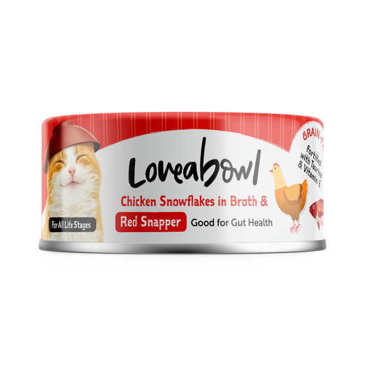 7 FOR $9.90: Loveabowl Chicken Snowflakes In Broth With Red Snapper Canned Cat Food 70g - Kohepets