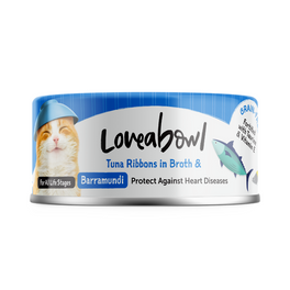 7 FOR $9.90: Loveabowl Tuna Ribbons In Broth With Barramundi Canned Cat Food 70g - Kohepets