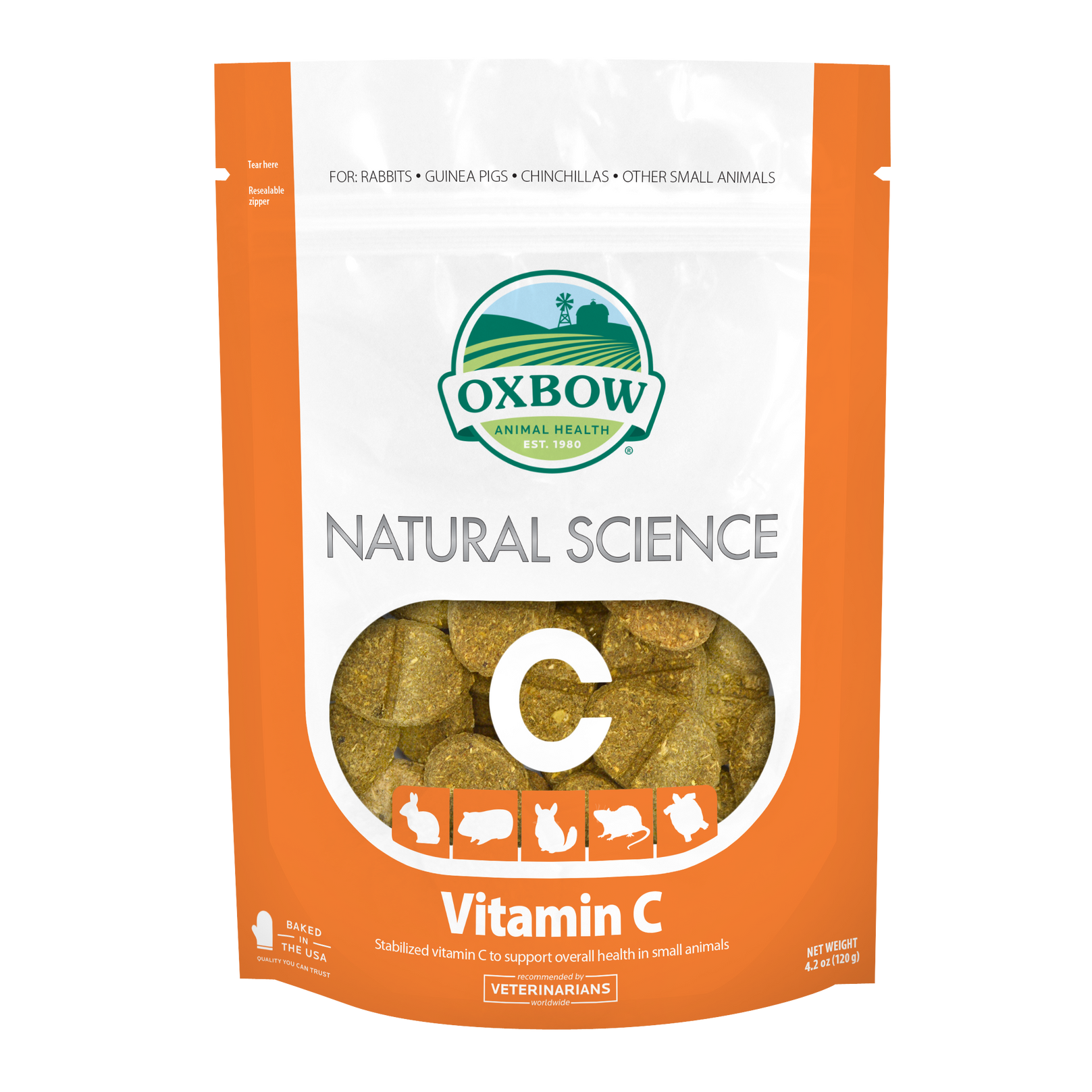 2 FOR $36.80: Oxbow Natural Science Vitamin C Supplement For Small Animals 60 tabs - Kohepets