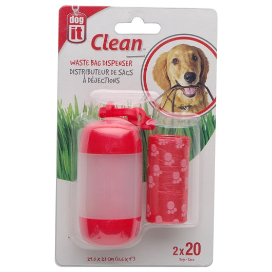 DogIt Waste Bag Dispenser 2 Rolls Red - Kohepets