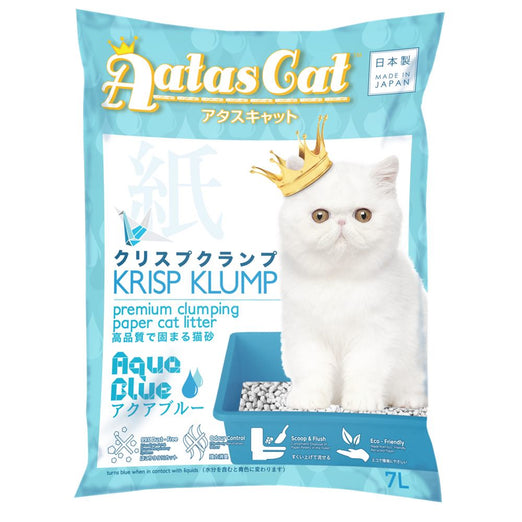 Aatas Cat Krisp Klump Paper Cat Litter Aqua Blue 7L Kohepets
