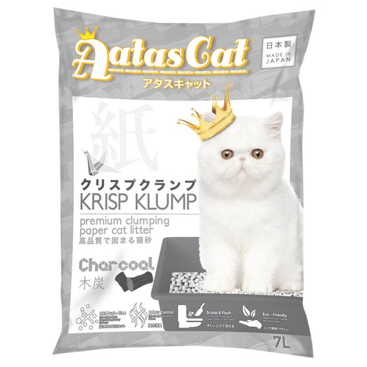 2 FOR $20: Aatas Cat Krisp Klump Paper Cat Litter Charcoal 7L - Kohepets