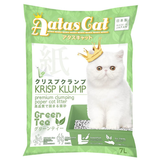2 FOR $20: Aatas Cat Krisp Klump Paper Cat Litter Green Tea 7L - Kohepets