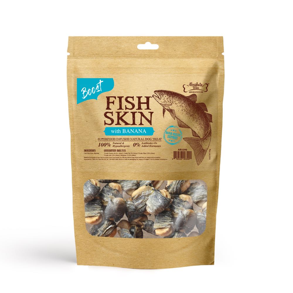 Absolute Bites Super Boost Fish Skin With Banana Dog Treats - Kohepets