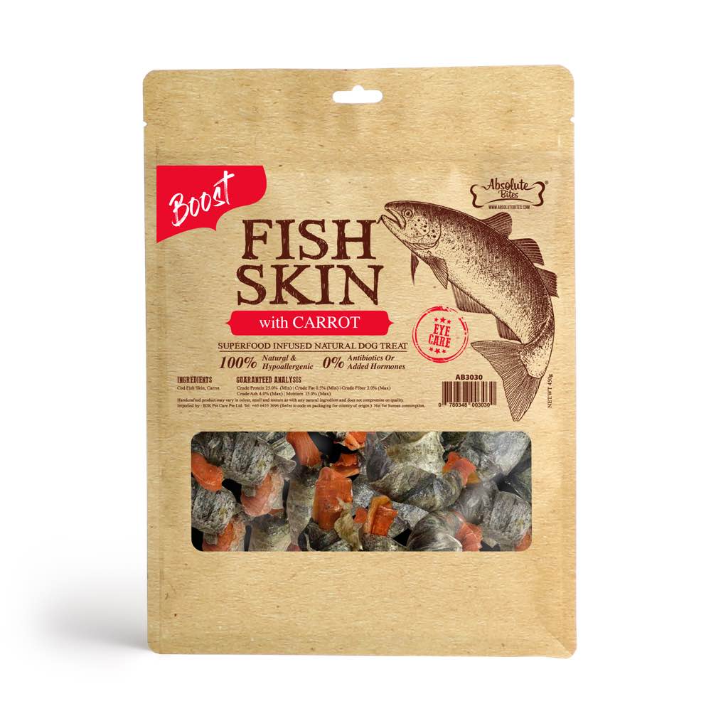 Absolute Bites Super Boost Fish Skin With Carrot Dog Treats - Kohepets