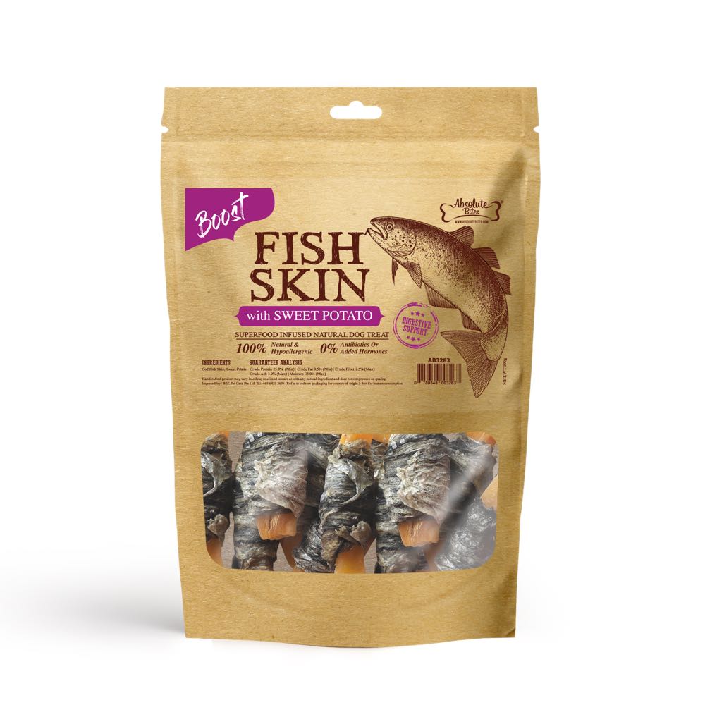 Absolute Bites Super Boost Fish Skin With Sweet Potato Dog Treats - Kohepets